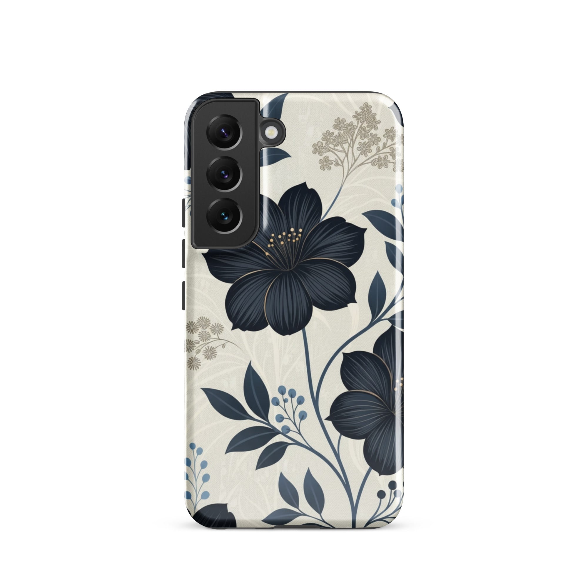 Elegant Blue Floral Tough Case for Samsung Galaxy S22