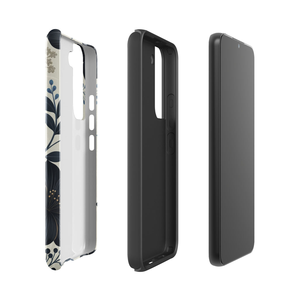 Elegant Blue Floral Tough Case for Samsung Galaxy S22