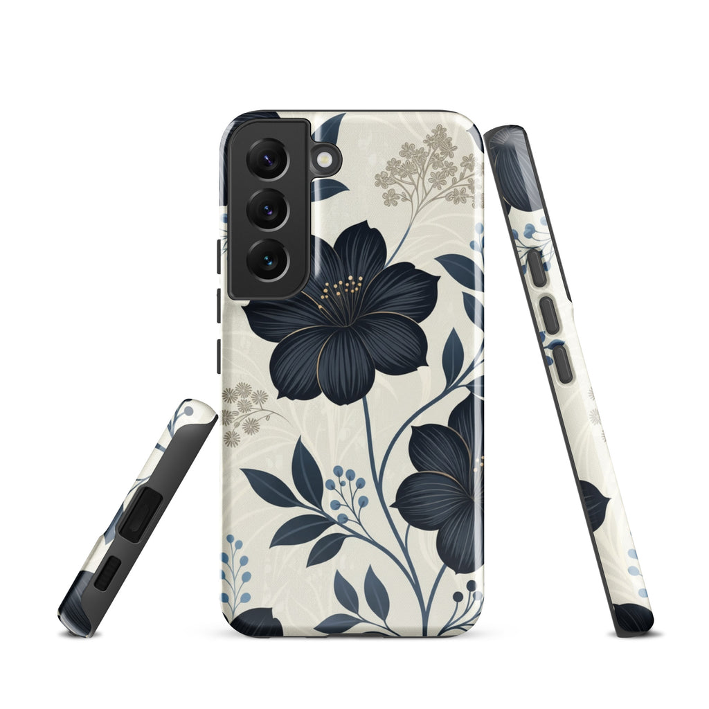 Elegant Blue Floral Tough Case for Samsung Galaxy S22