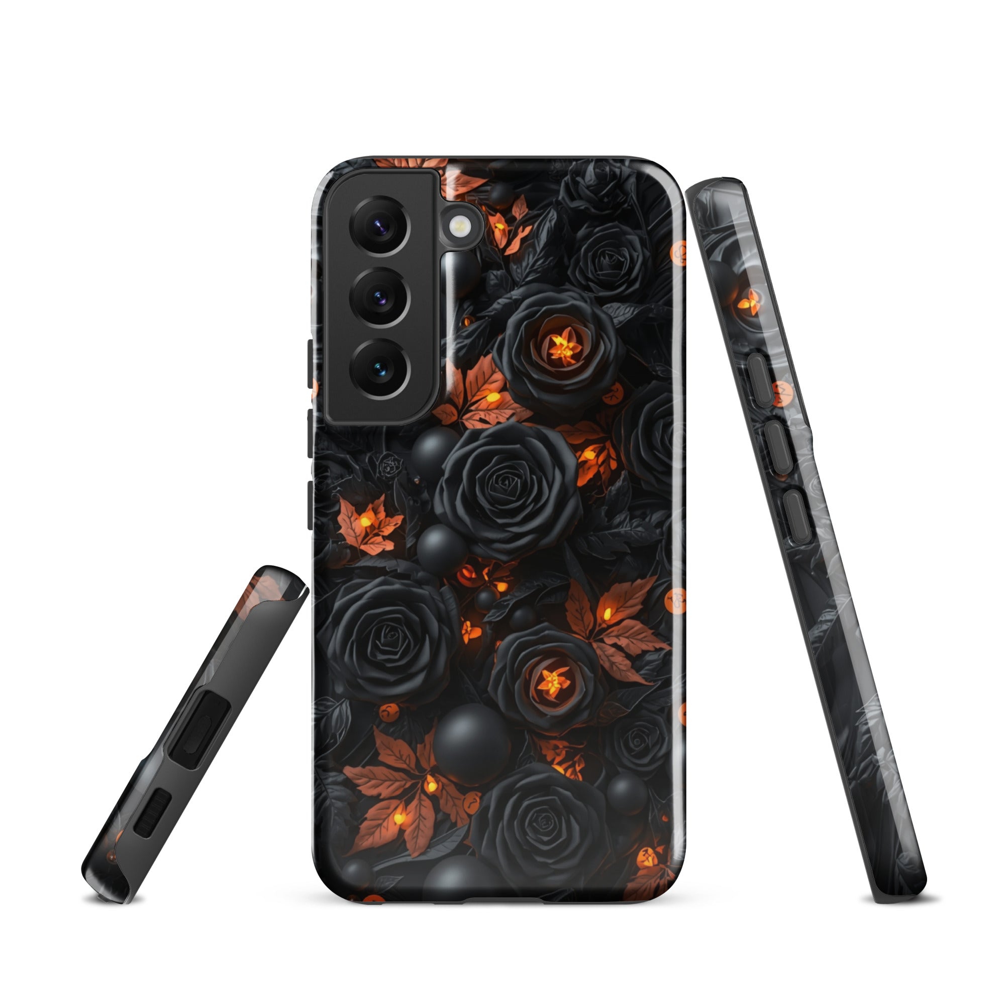Dark Floral Glow Tough Case for Samsung Galaxy S22