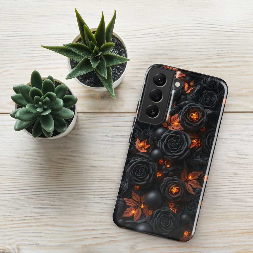Dark Floral Glow Tough Case for Samsung Galaxy S22