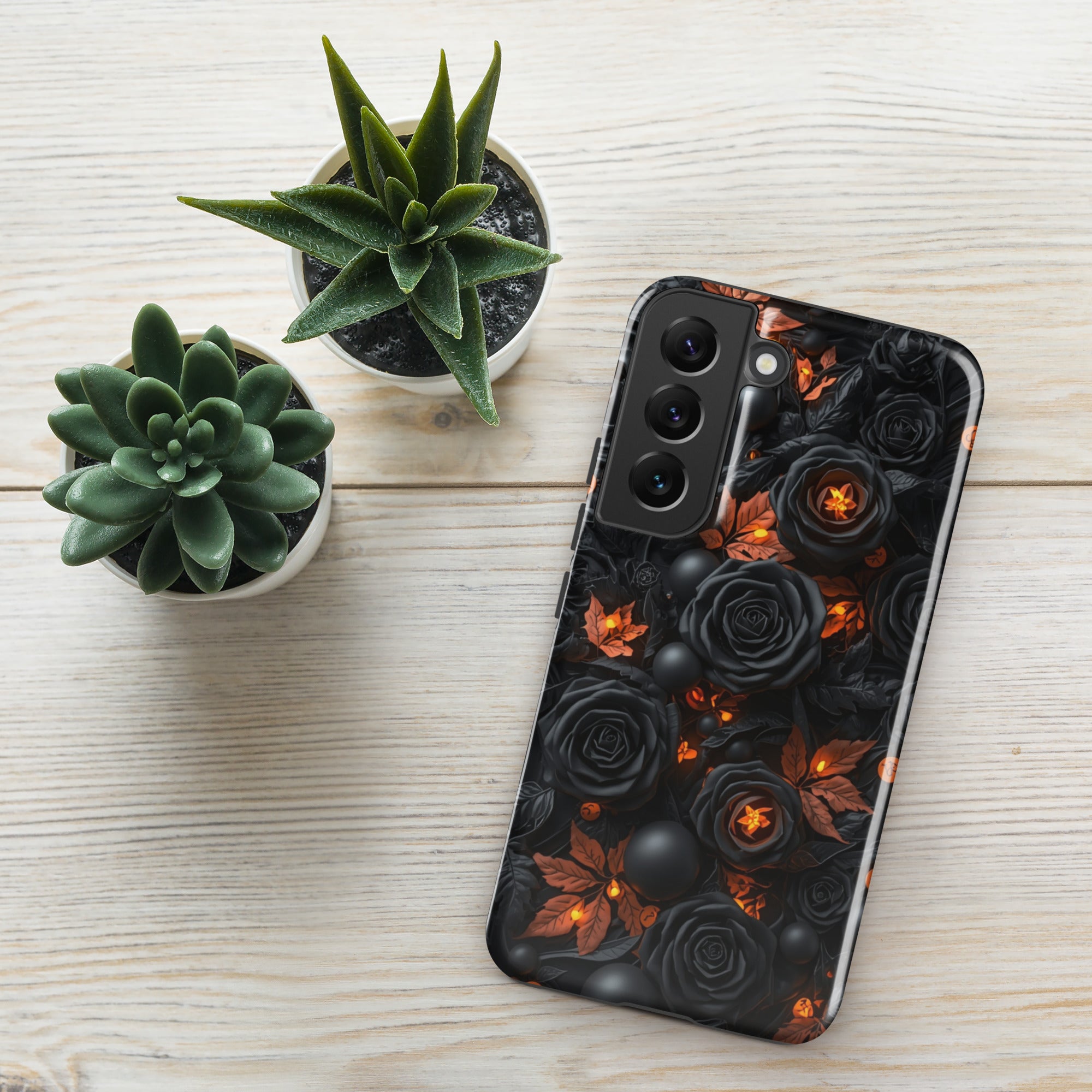 Dark Floral Glow Tough Case for Samsung Galaxy S22