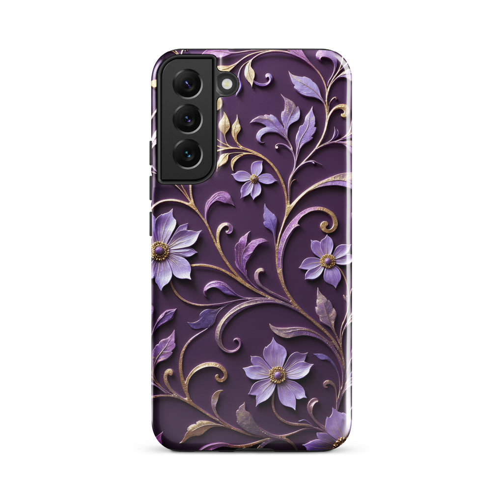 Royal Violet Filigree Tough Case for Samsung Galaxy S22 Plus – Dual Layer Protective Phone Case (Glossy or Matte)