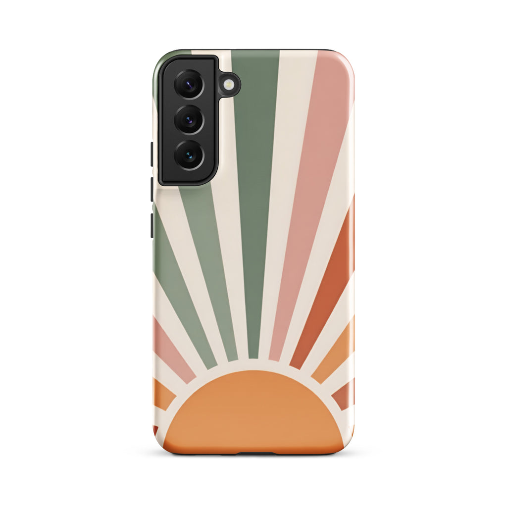 Retro Sunrise Tough Case for Samsung Galaxy S22 Plus – Dual Layer Protective Phone Case (Glossy or Matte)