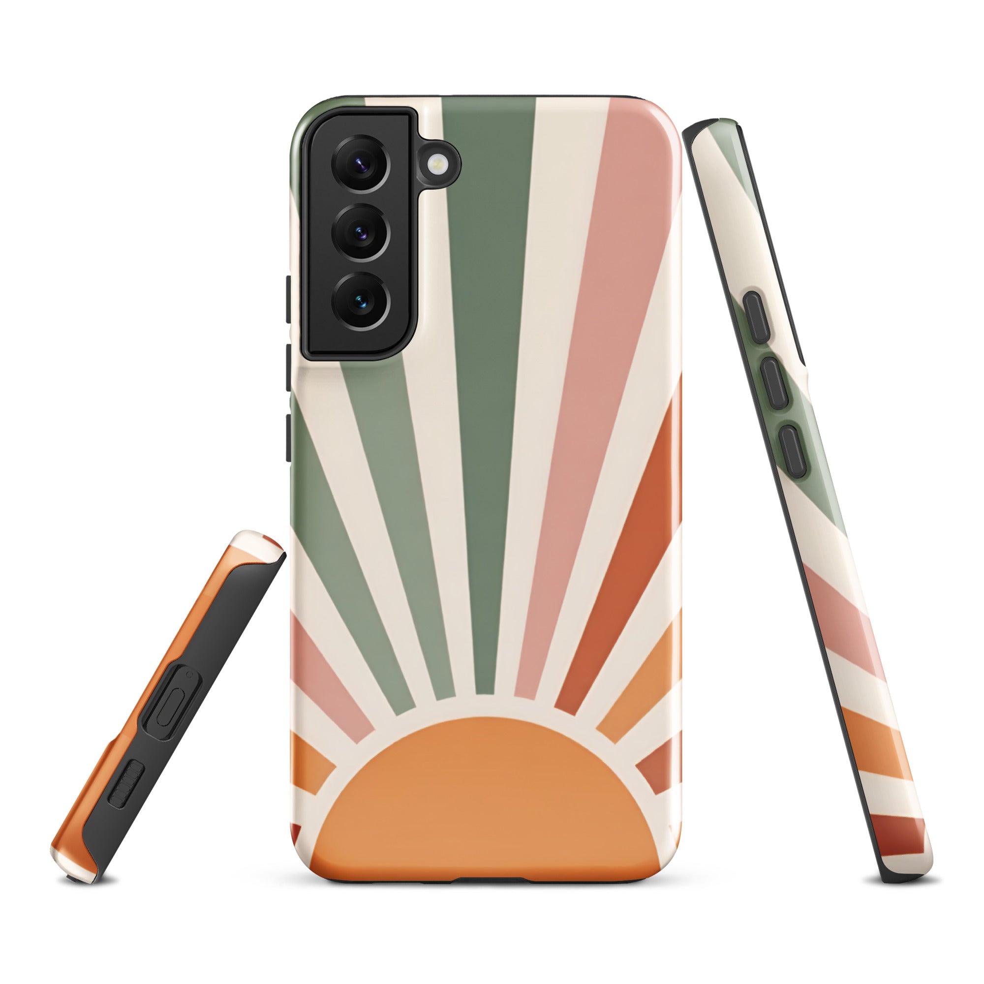 Retro Sunrise Tough Case for Samsung Galaxy S22 Plus – Dual Layer Protective Phone Case (Glossy or Matte)