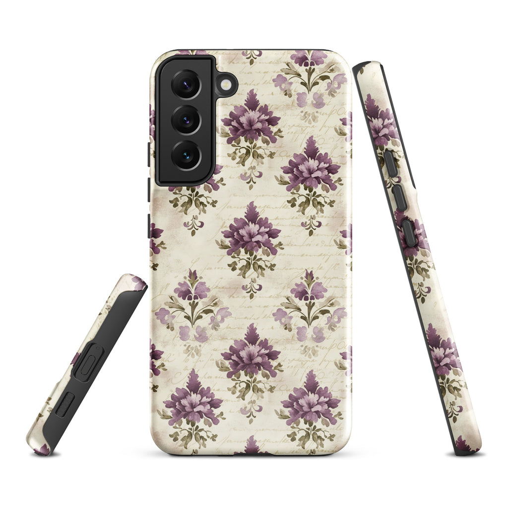 Vintage Floral Damask Tough Case for Samsung Galaxy S22 Plus – Dual Layer Protective Phone Case (Glossy or Matte)