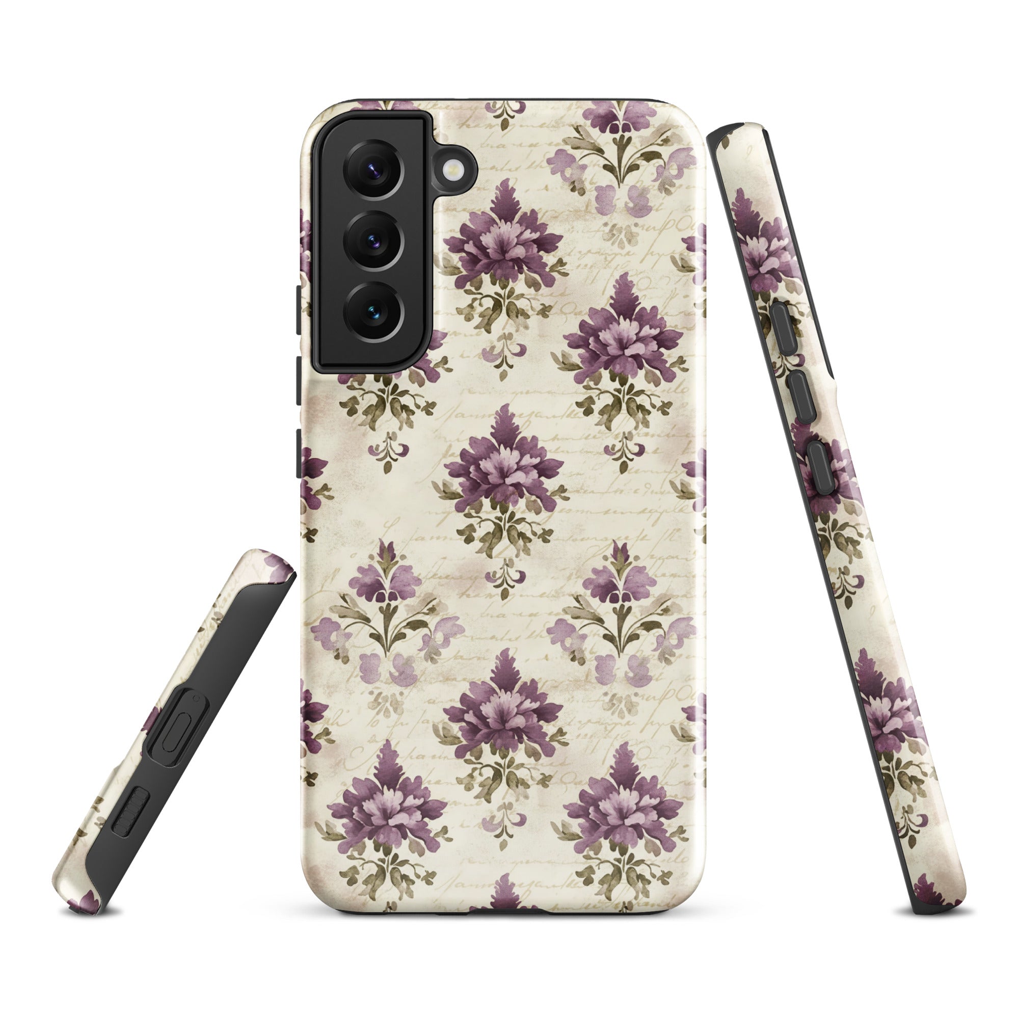 Vintage Floral Damask Tough Case for Samsung Galaxy S22 Plus – Dual Layer Protective Phone Case (Glossy or Matte)