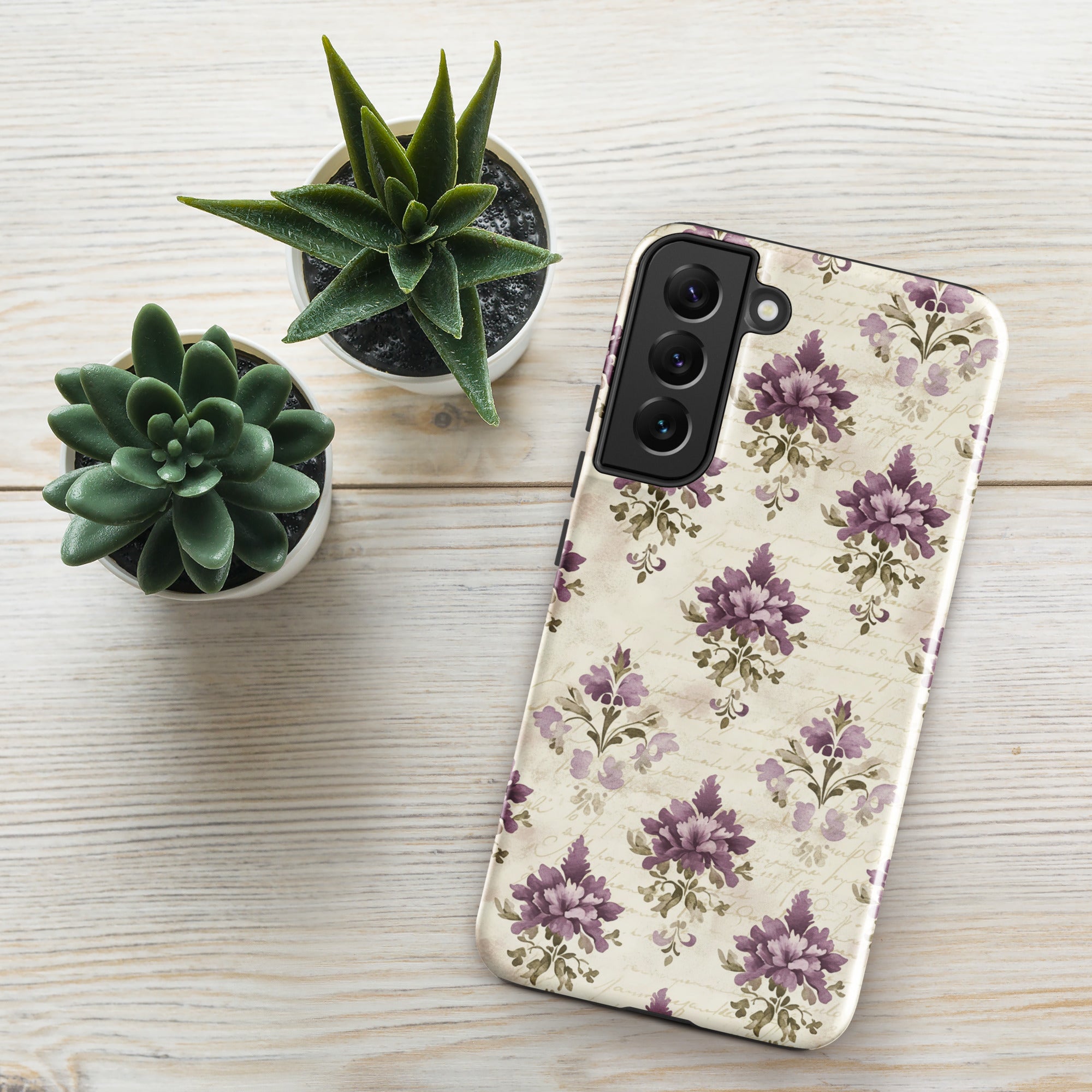 Vintage Floral Damask Tough Case for Samsung Galaxy S22 Plus – Dual Layer Protective Phone Case (Glossy or Matte)