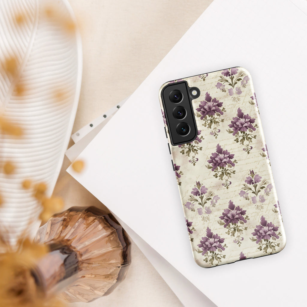 Vintage Floral Damask Tough Case for Samsung Galaxy S22 Plus – Dual Layer Protective Phone Case (Glossy or Matte)
