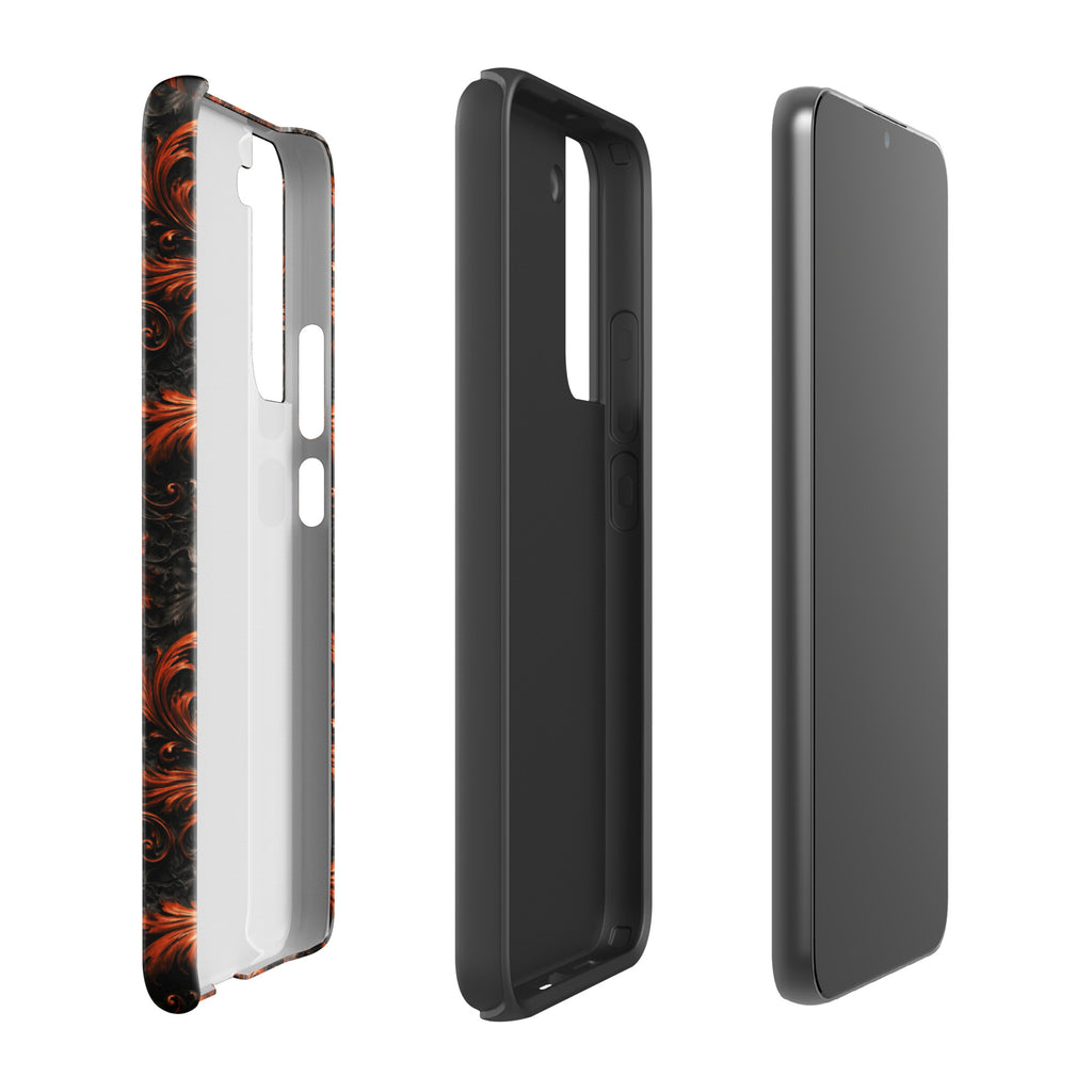 Burnt Orange Filigree Tough Case for Samsung Galaxy S22 Plus – Dual Layer Protective Phone Case (Glossy or Matte)