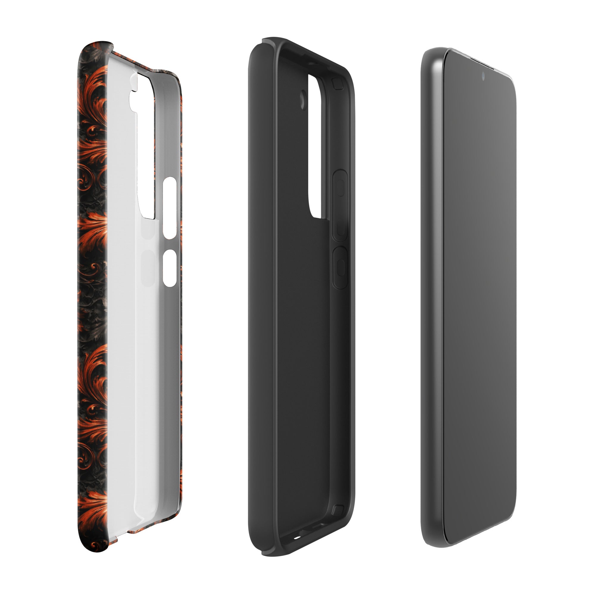 Burnt Orange Filigree Tough Case for Samsung Galaxy S22 Plus – Dual Layer Protective Phone Case (Glossy or Matte)