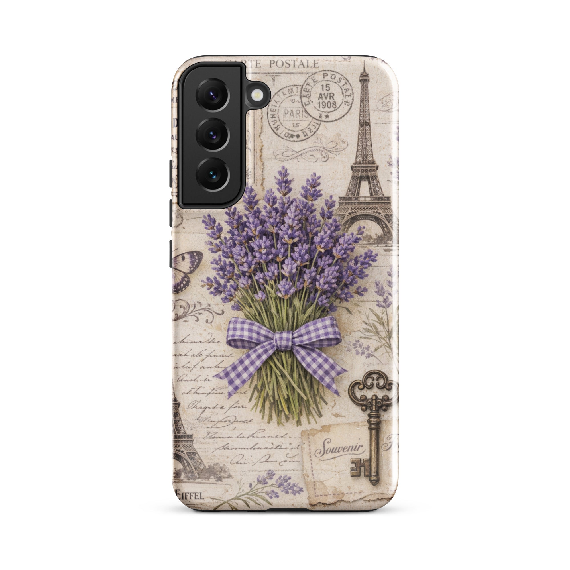Vintage Paris Lavender Tough Case for Samsung Galaxy S22 Plus – Dual Layer Protective Phone Case (Glossy or Matte)