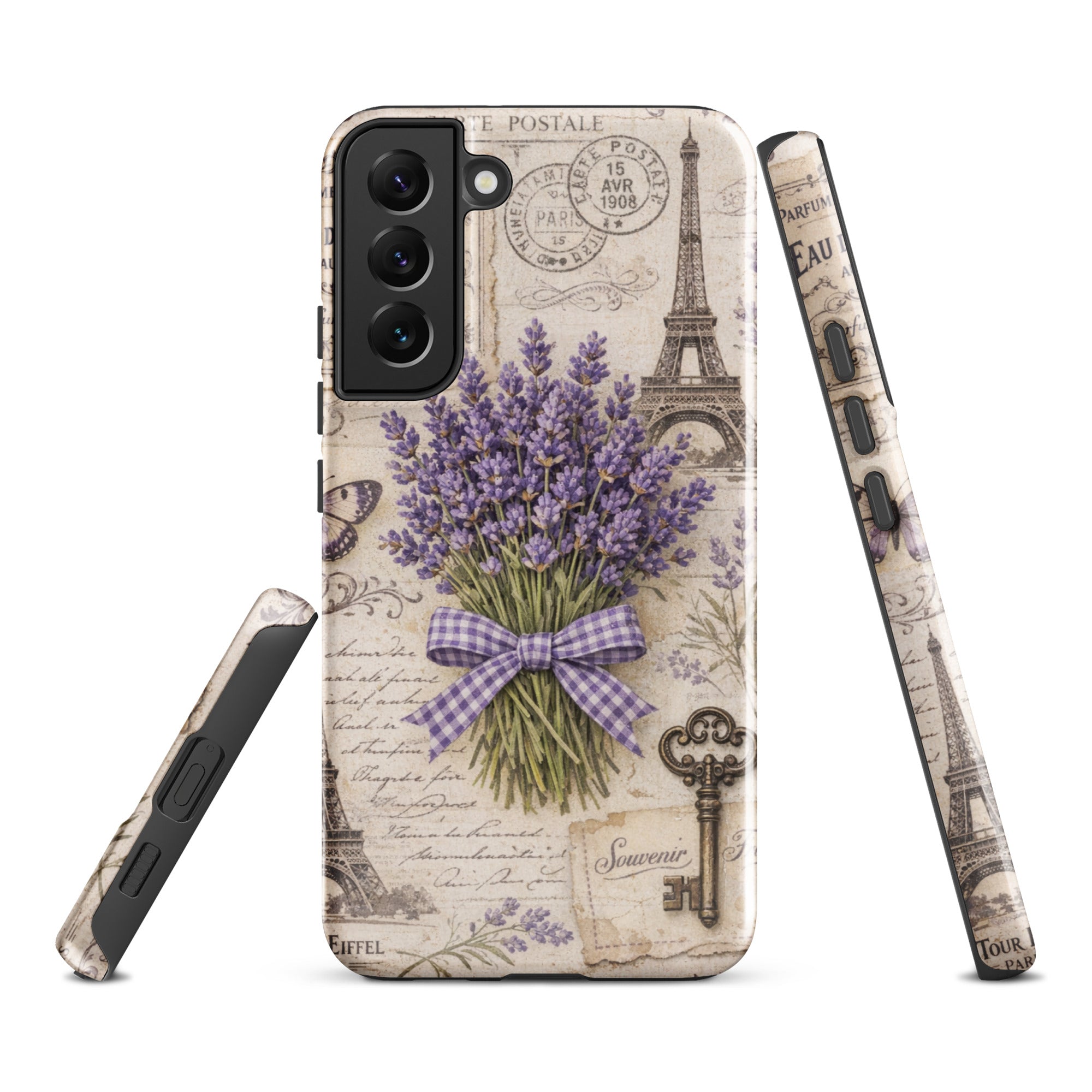 Vintage Paris Lavender Tough Case for Samsung Galaxy S22 Plus – Dual Layer Protective Phone Case (Glossy or Matte)