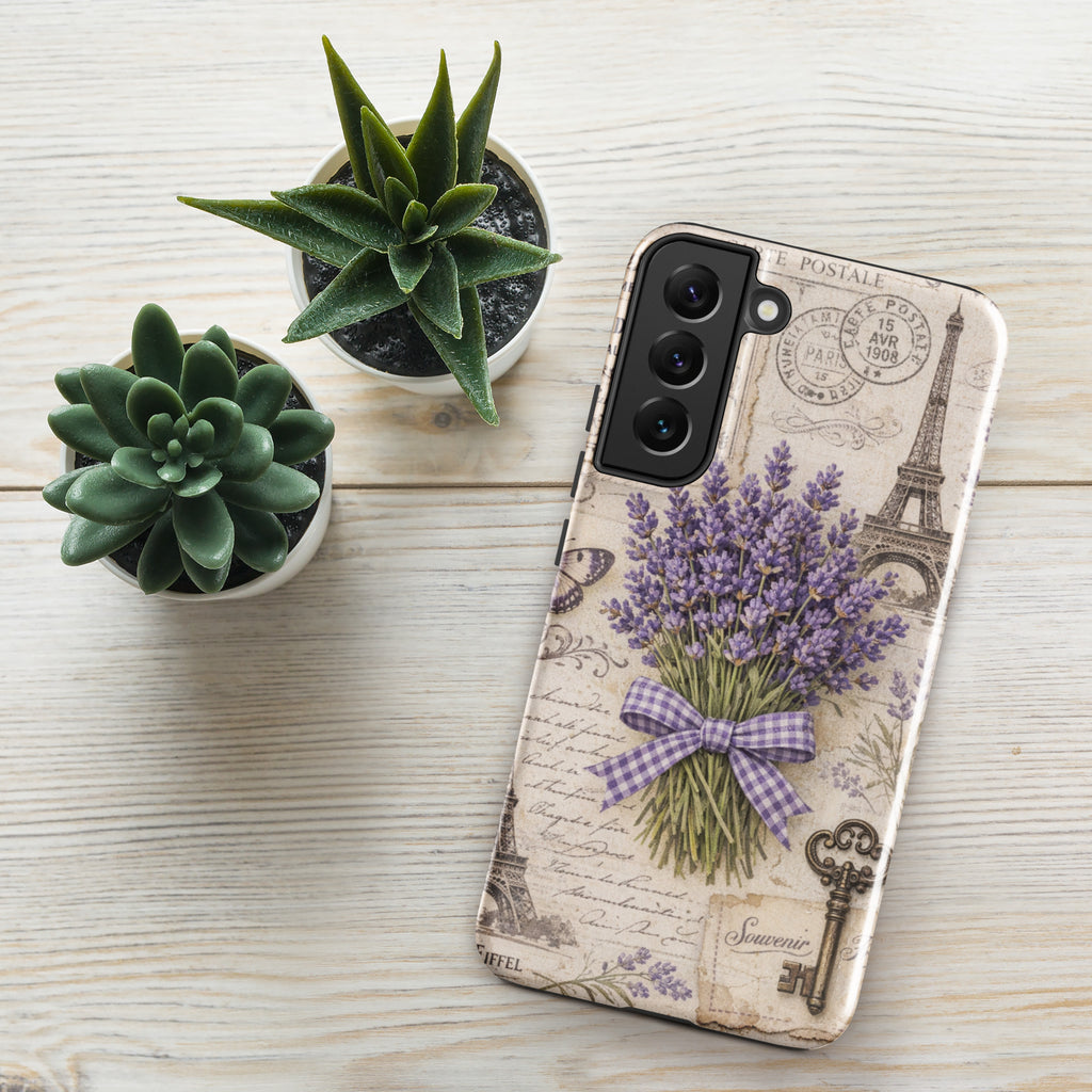 Vintage Paris Lavender Tough Case for Samsung Galaxy S22 Plus – Dual Layer Protective Phone Case (Glossy or Matte)