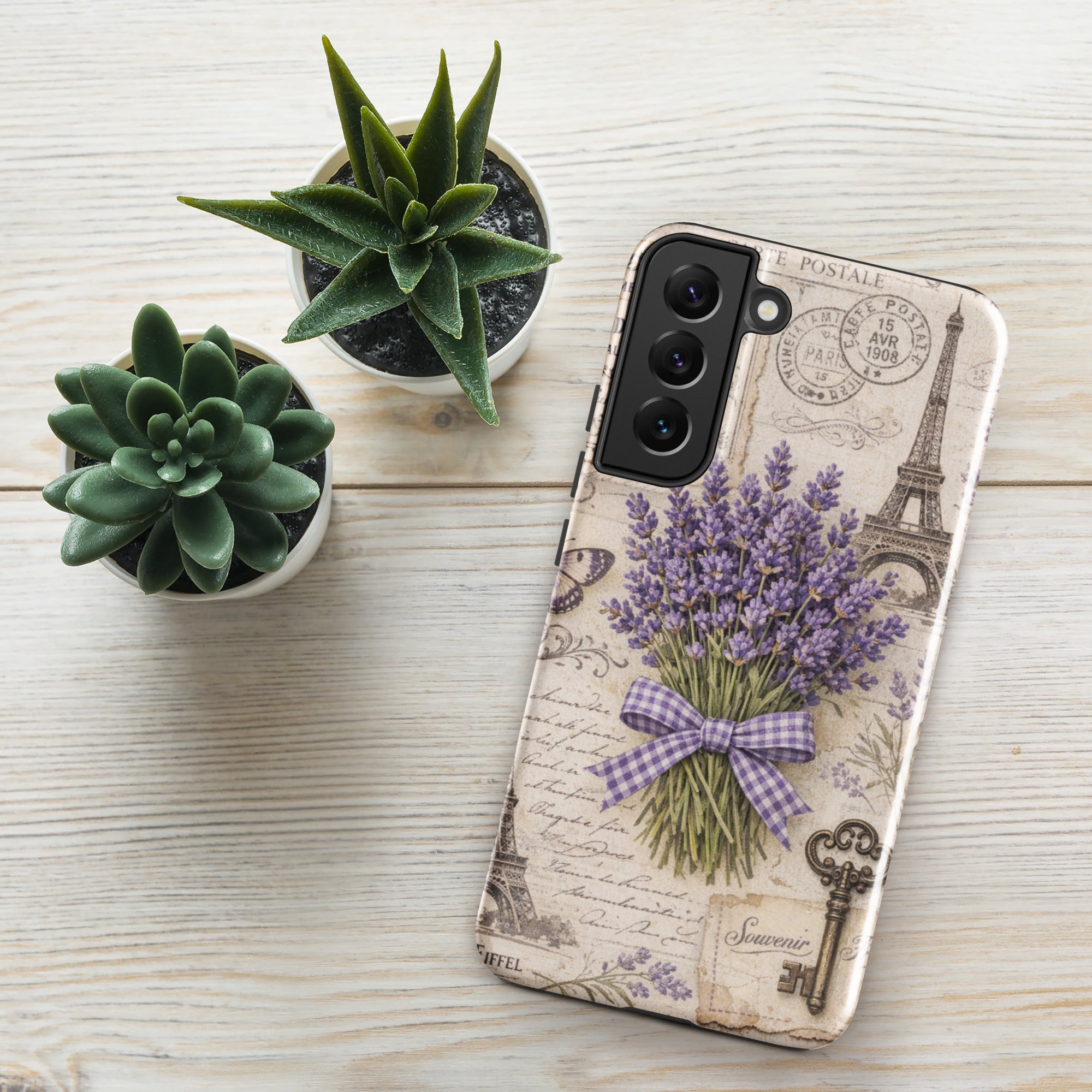 Vintage Paris Lavender Tough Case for Samsung Galaxy S22 Plus – Dual Layer Protective Phone Case (Glossy or Matte)