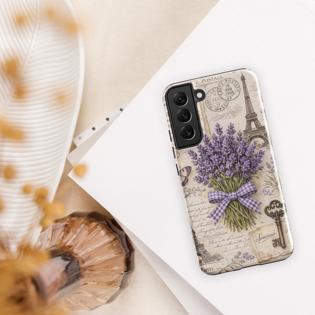 Vintage Paris Lavender Tough Case for Samsung Galaxy S22 Plus – Dual Layer Protective Phone Case (Glossy or Matte)