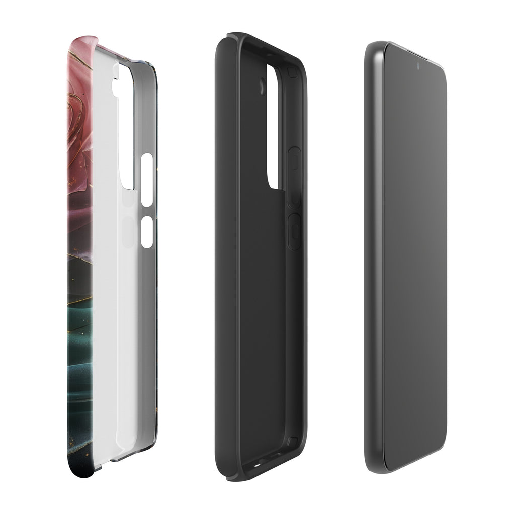 Elegant Rose Marble Tough Case for Samsung Galaxy S22 Plus – Dual Layer Protective Phone Case (Glossy or Matte)