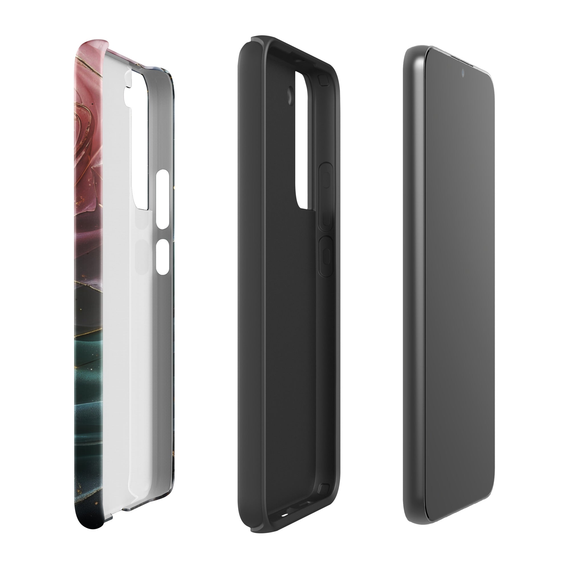 Elegant Rose Marble Tough Case for Samsung Galaxy S22 Plus – Dual Layer Protective Phone Case (Glossy or Matte)