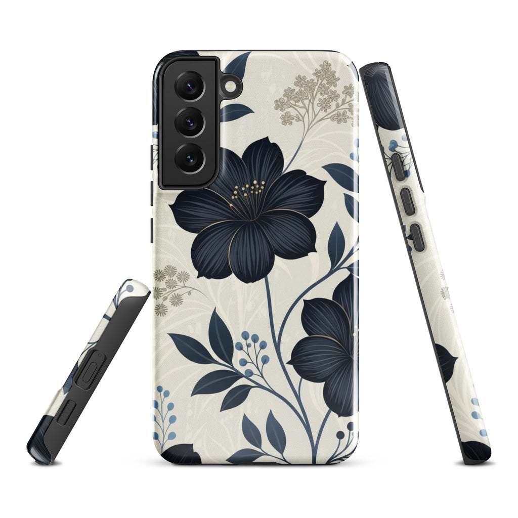Elegant Blue Floral Tough Case for Samsung Galaxy S22 Plus
