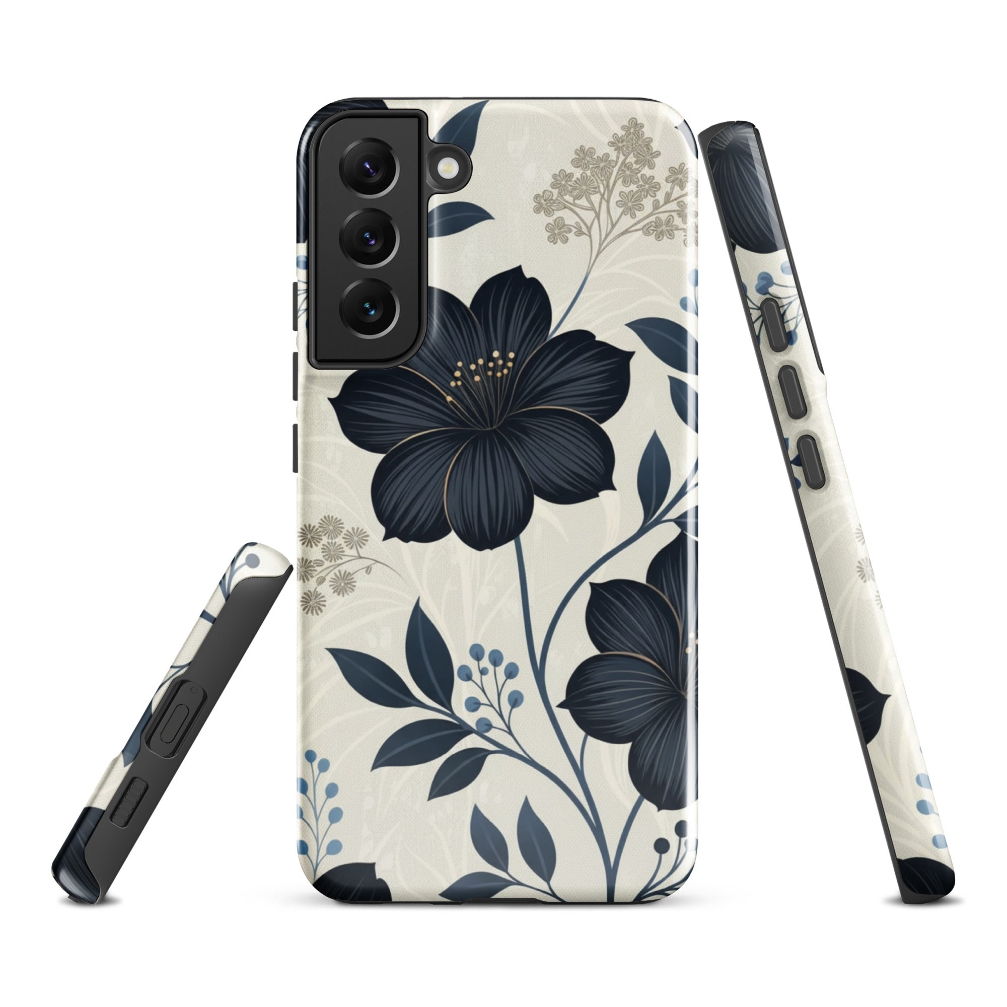Elegant Blue Floral Tough Case for Samsung Galaxy S22 Plus