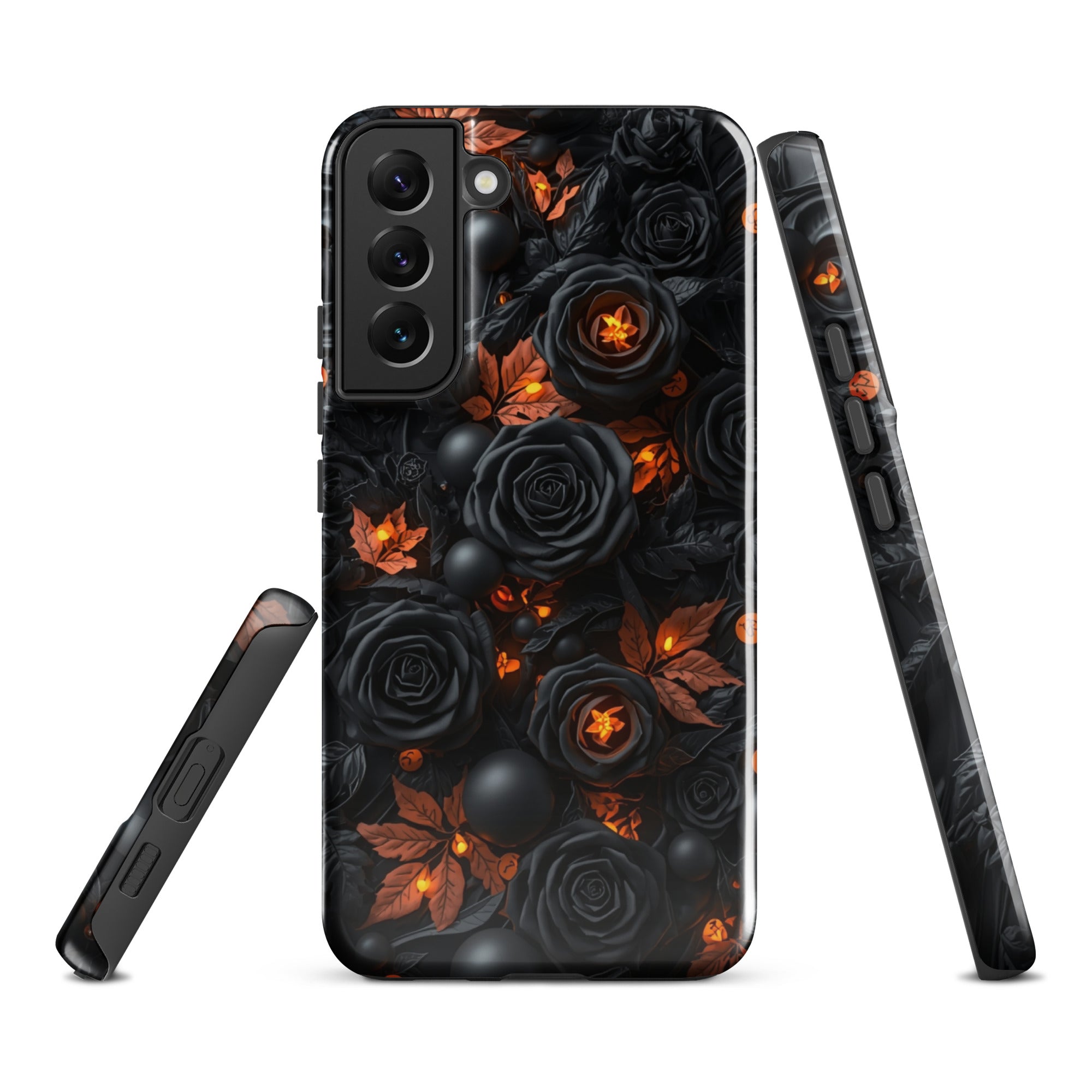 Dark Floral Glow Tough Case for Samsung Galaxy S22 Plus