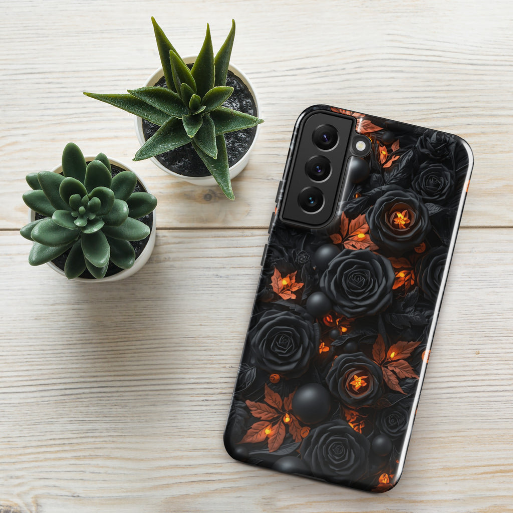 Dark Floral Glow Tough Case for Samsung Galaxy S22 Plus