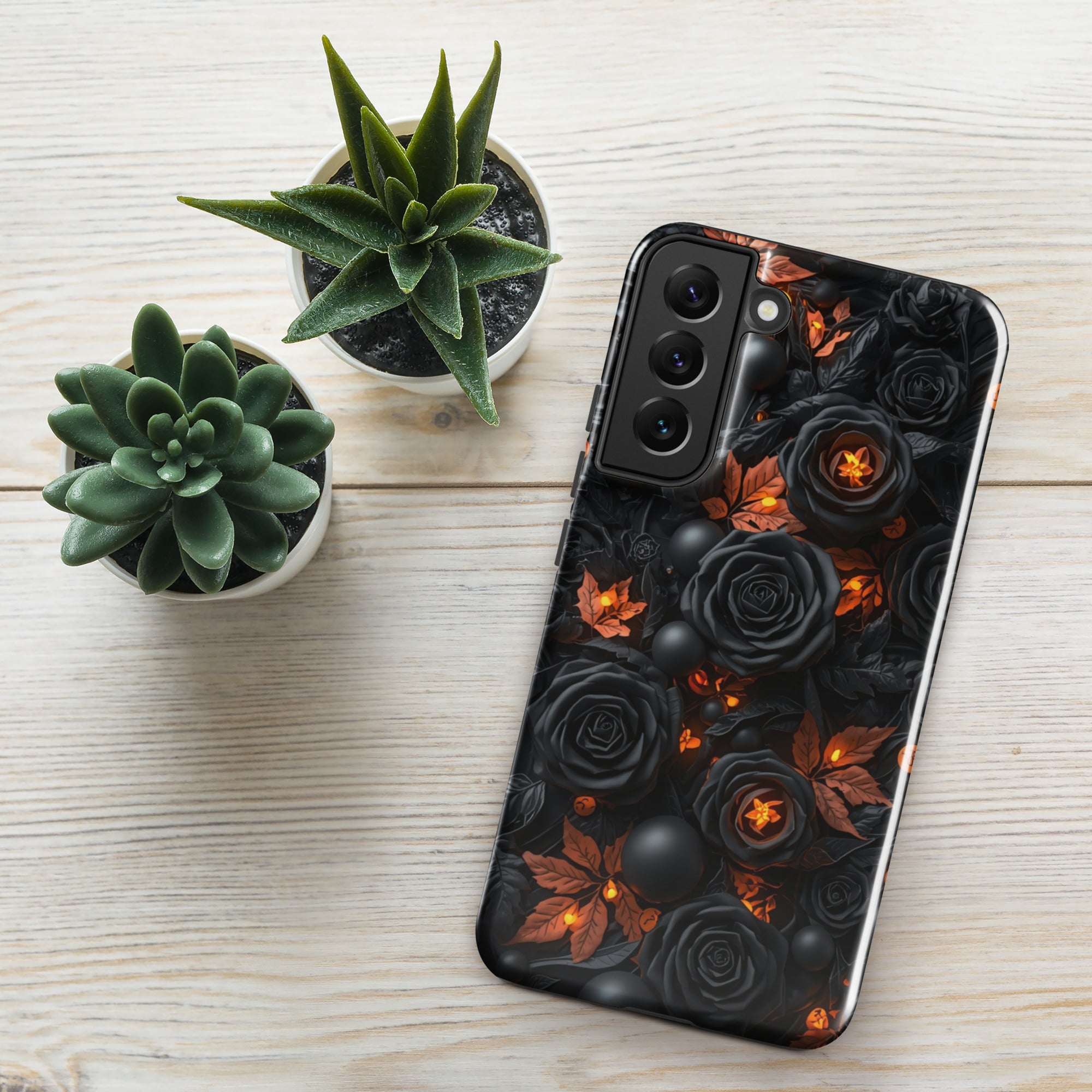 Dark Floral Glow Tough Case for Samsung Galaxy S22 Plus