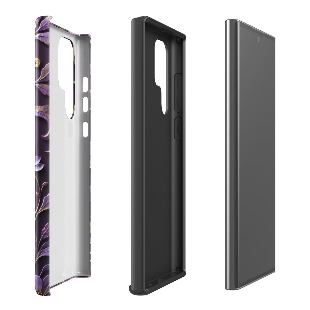 Royal Violet Filigree Tough Case for Samsung Galaxy S22 Ultra – Dual Layer Protective Phone Case (Glossy or Matte)