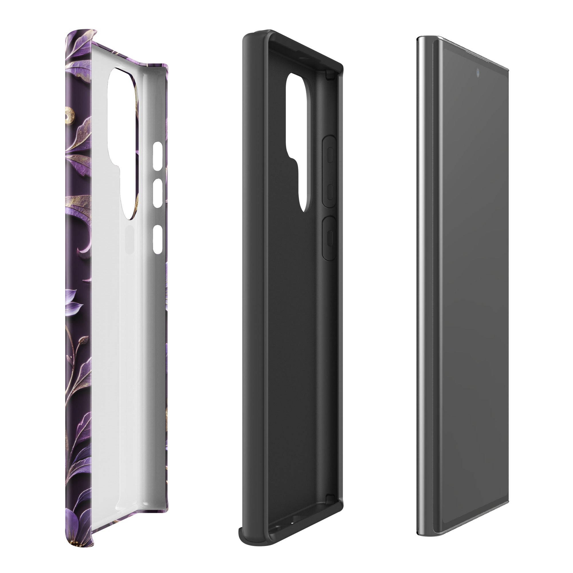 Royal Violet Filigree Tough Case for Samsung Galaxy S22 Ultra – Dual Layer Protective Phone Case (Glossy or Matte)