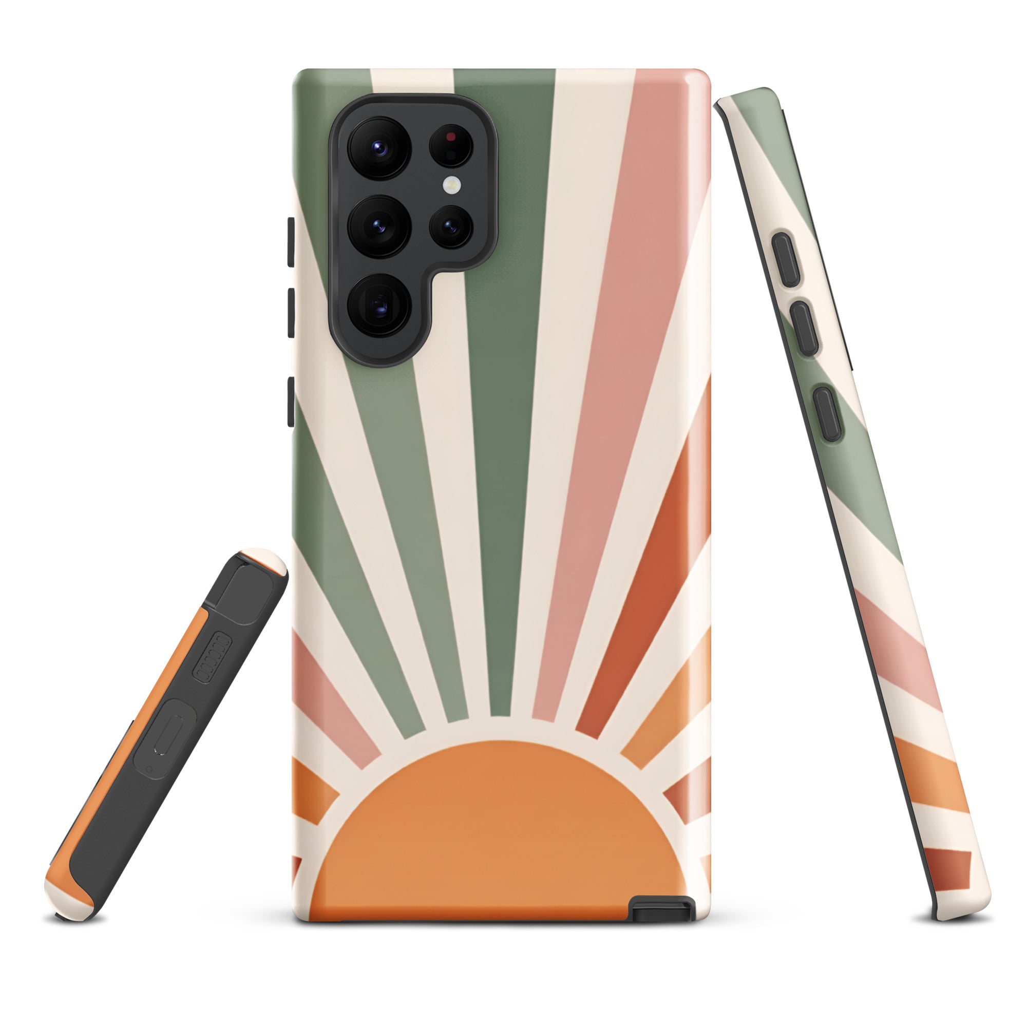 Retro Sunrise Tough Case for Samsung Galaxy S22 Ultra – Dual Layer Protective Phone Case (Glossy or Matte)