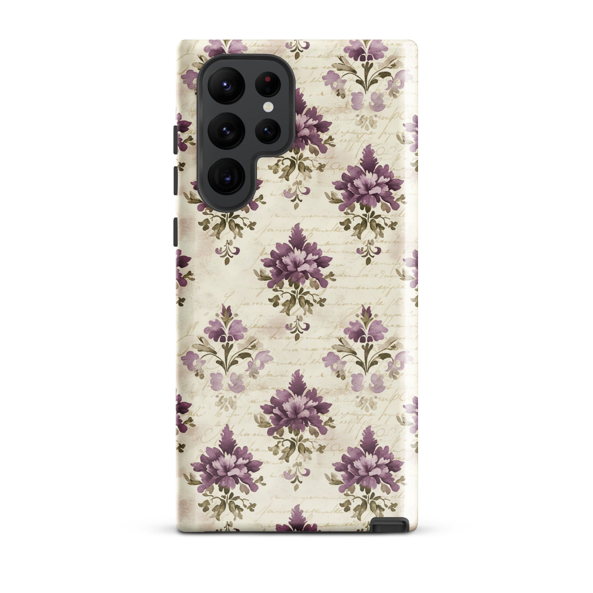 Vintage Floral Damask Tough Case for Samsung Galaxy S22 Ultra – Dual Layer Protective Phone Case (Glossy or Matte)