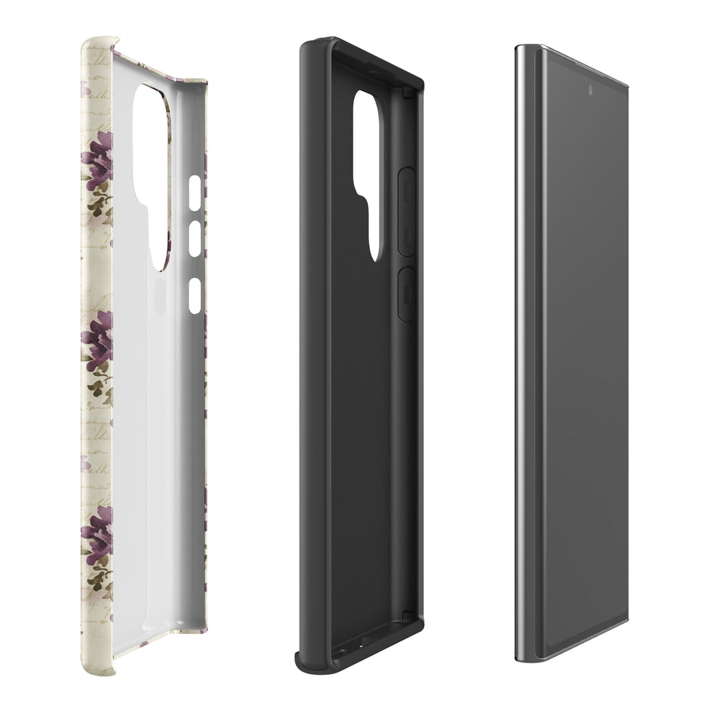Vintage Floral Damask Tough Case for Samsung Galaxy S22 Ultra – Dual Layer Protective Phone Case (Glossy or Matte)