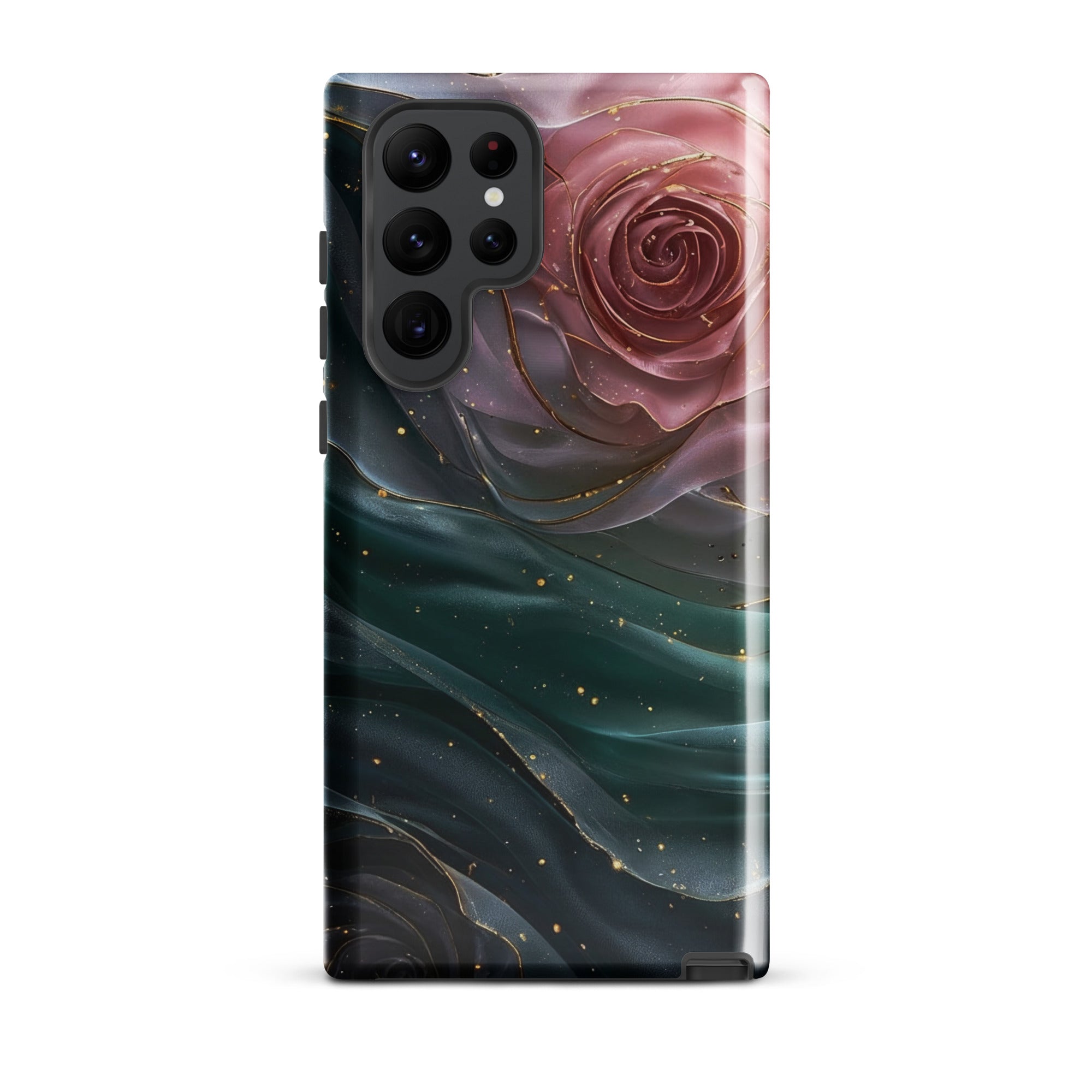 Elegant Rose Marble Tough Case for Samsung Galaxy S22 Ultra – Dual Layer Protective Phone Case (Glossy or Matte)