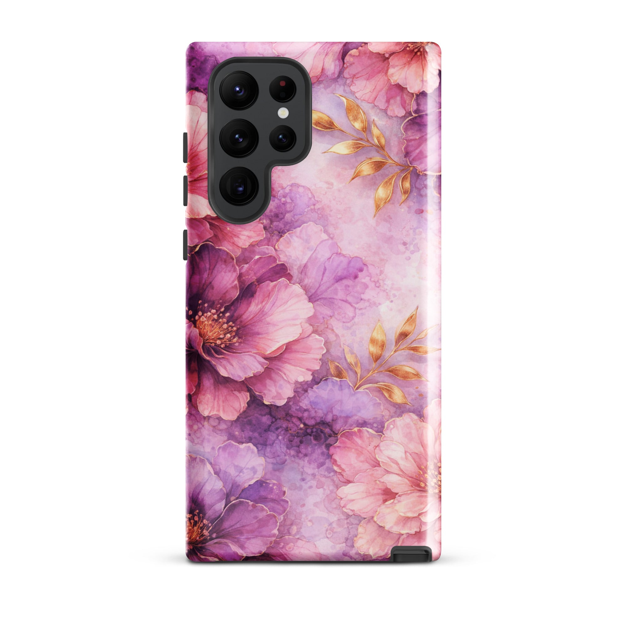 Pink Watercolor Floral Tough Case for Samsung Galaxy S22 Ultra