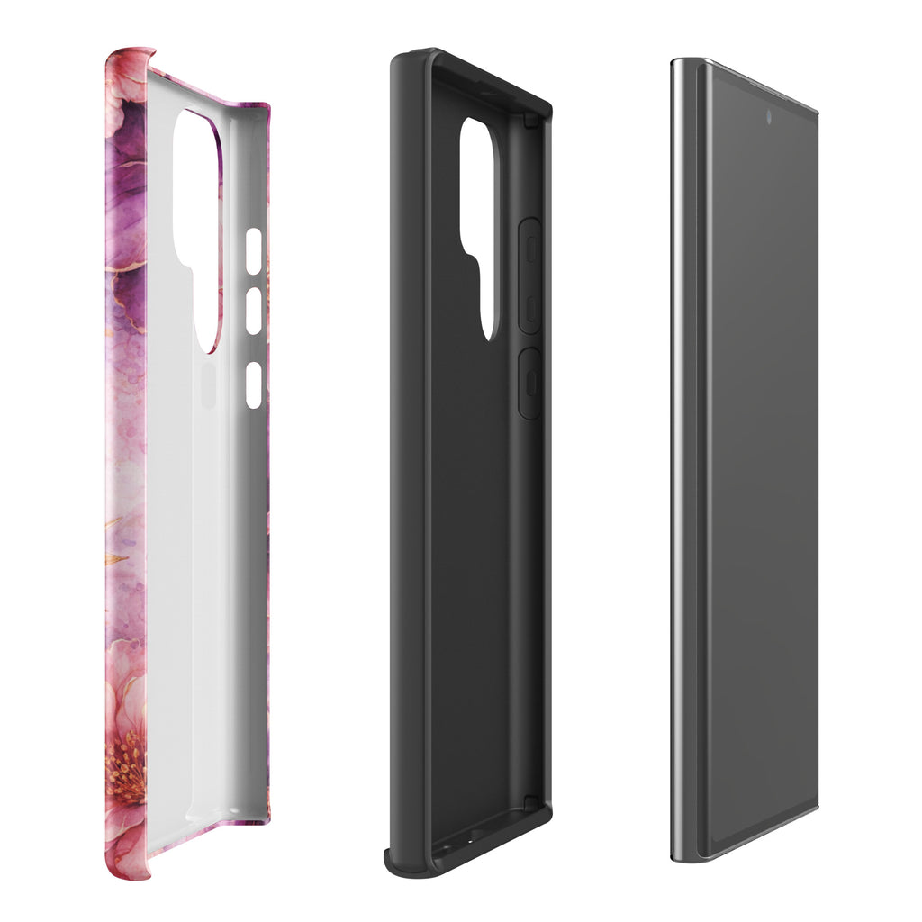Pink Watercolor Floral Tough Case for Samsung Galaxy S22 Ultra