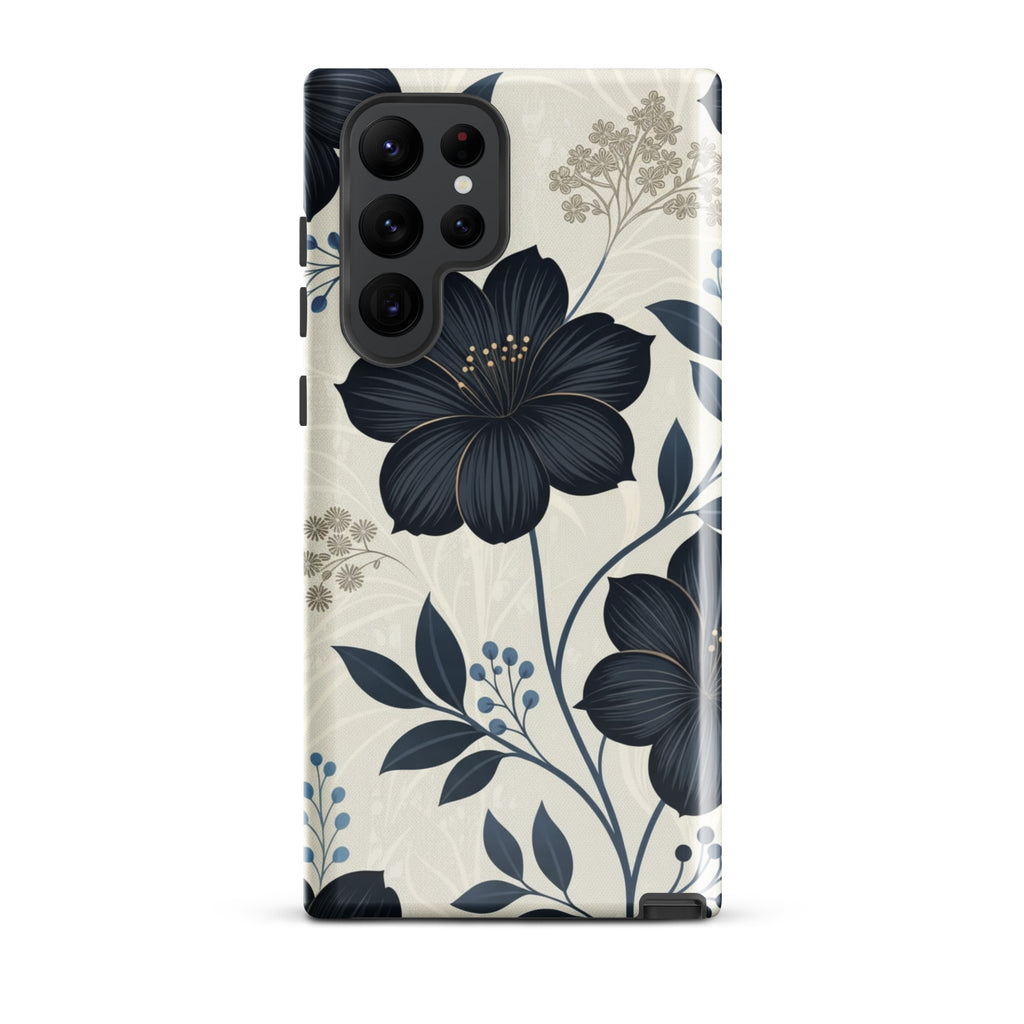 Elegant Blue Floral Tough Case for Samsung Galaxy S22 Ultra