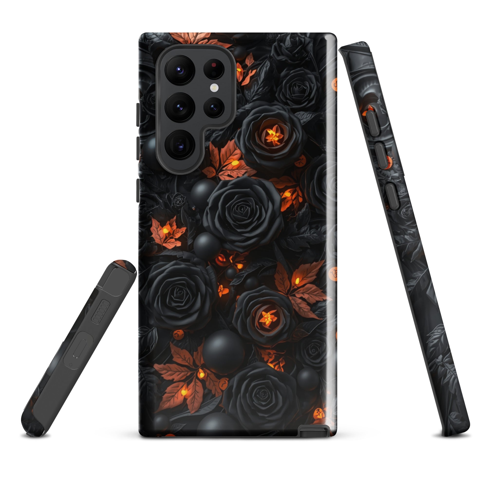 Dark Floral Glow Tough Case for Samsung Galaxy S22 Ultra