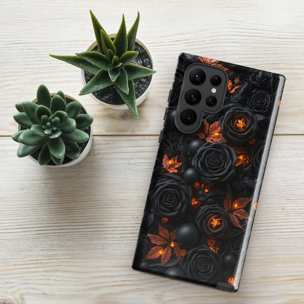 Dark Floral Glow Tough Case for Samsung Galaxy S22 Ultra
