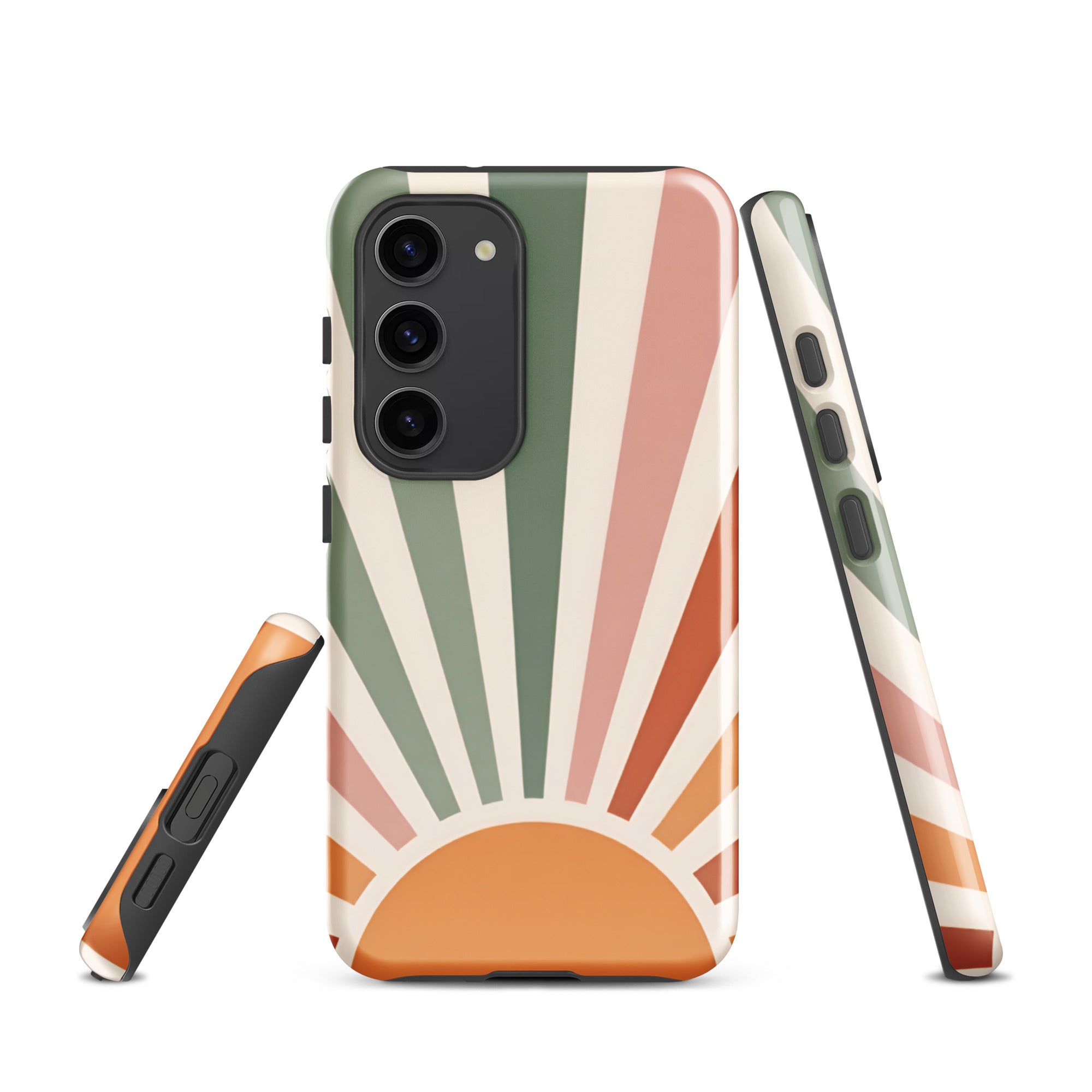 Retro Sunrise Tough Case for Samsung Galaxy S23 – Dual Layer Protective Phone Case (Glossy or Matte)
