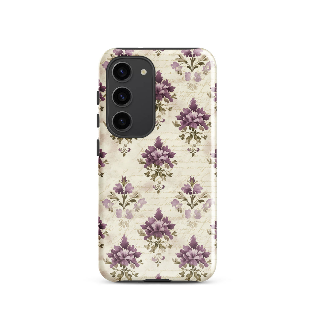 Vintage Floral Damask Tough Case for Samsung Galaxy S23 – Dual Layer Protective Phone Case (Glossy or Matte)