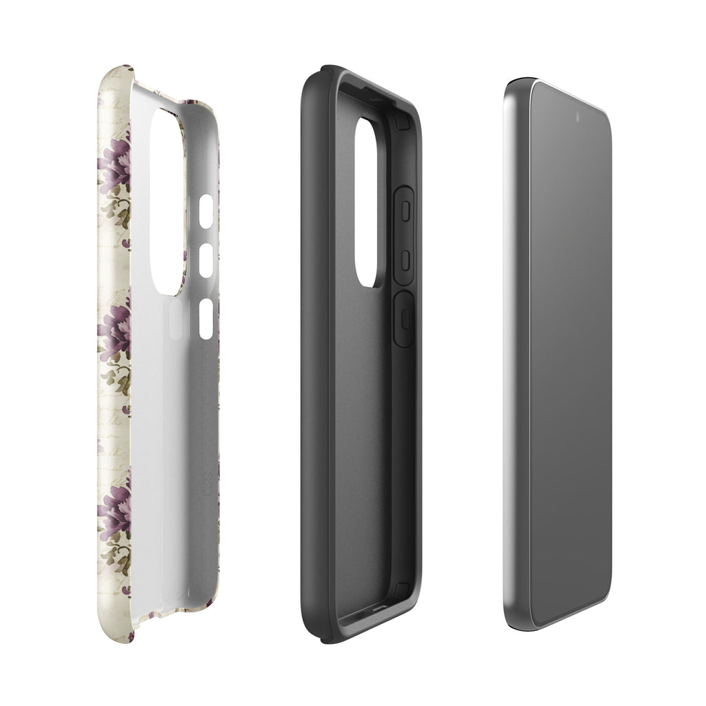 Vintage Floral Damask Tough Case for Samsung Galaxy S23 – Dual Layer Protective Phone Case (Glossy or Matte)