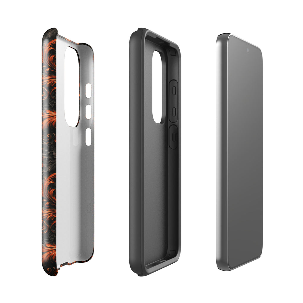 Burnt Orange Filigree Tough Case for Samsung Galaxy S23 – Dual Layer Protective Phone Case (Glossy or Matte)