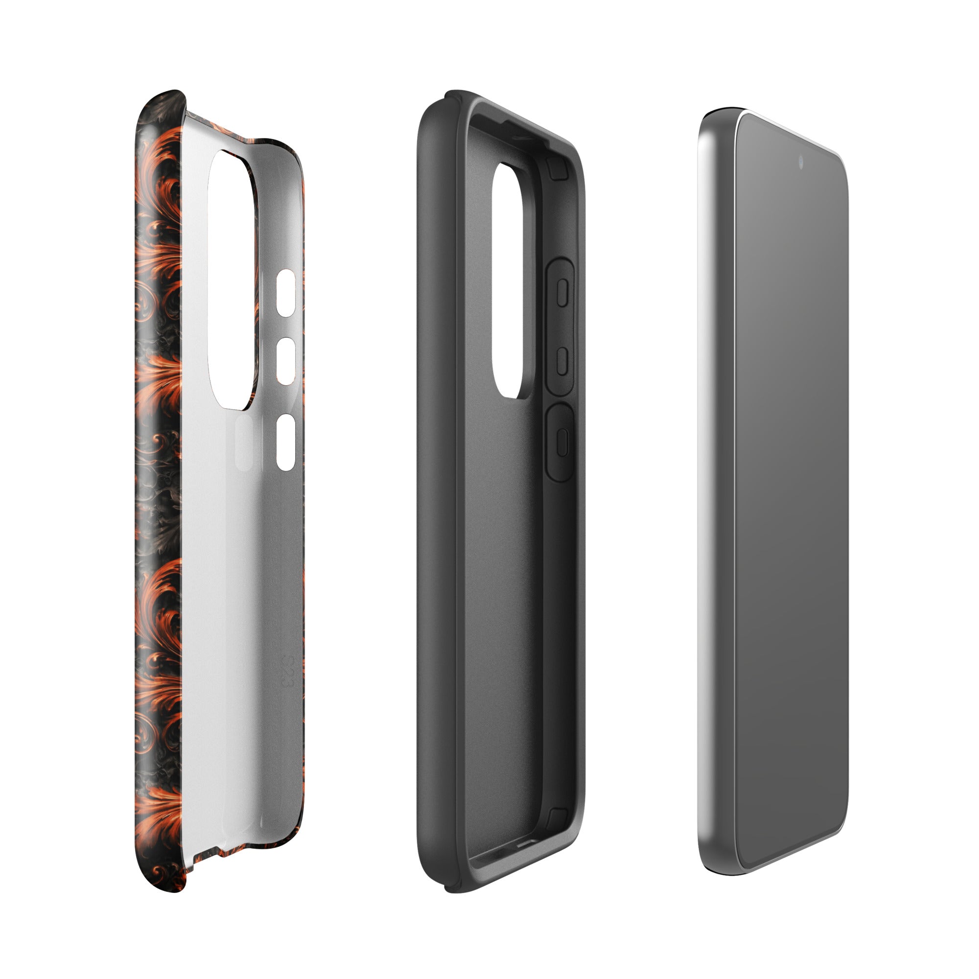 Burnt Orange Filigree Tough Case for Samsung Galaxy S23 – Dual Layer Protective Phone Case (Glossy or Matte)