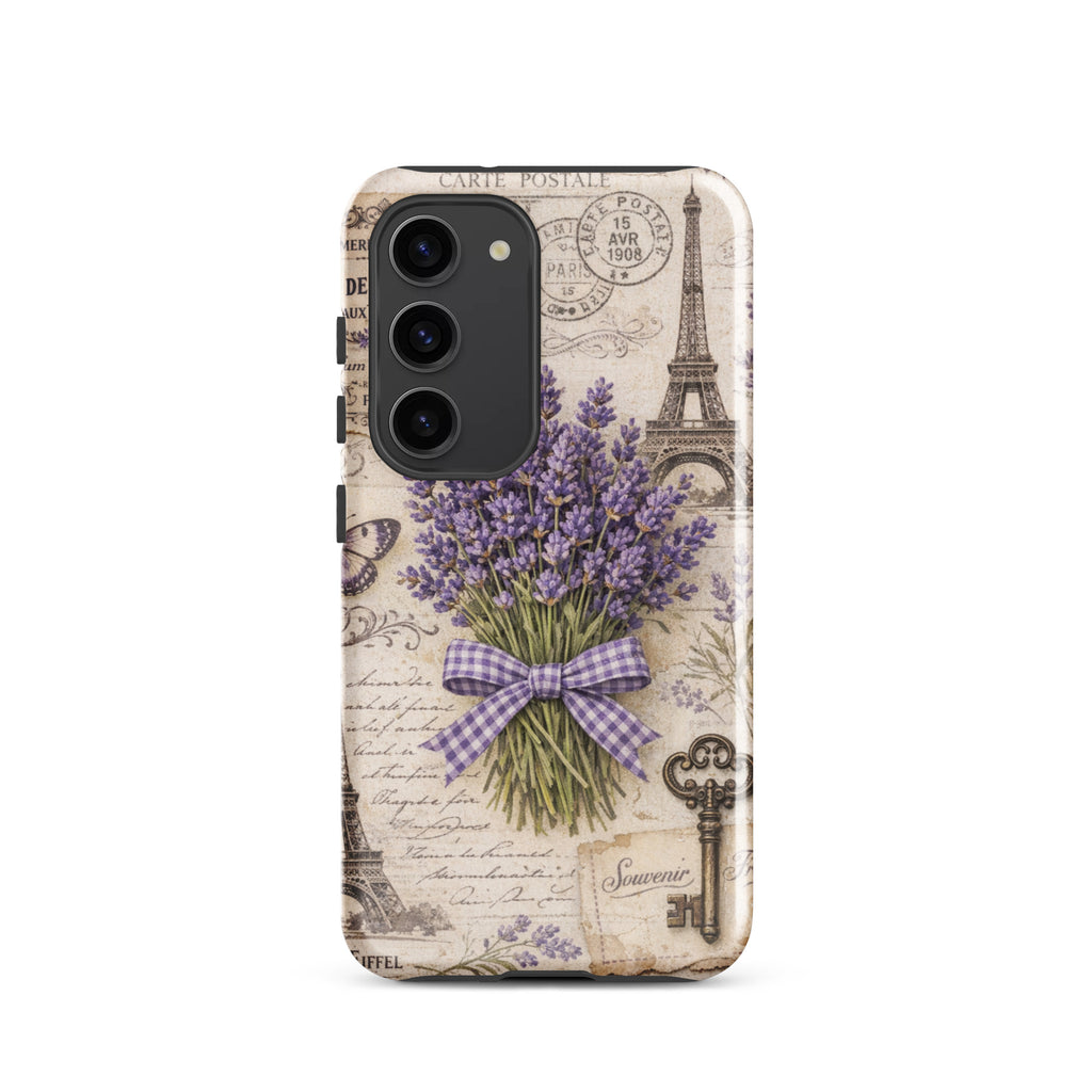 Vintage Paris Lavender Tough Case for Samsung Galaxy S23 – Dual Layer Protective Phone Case (Glossy or Matte)