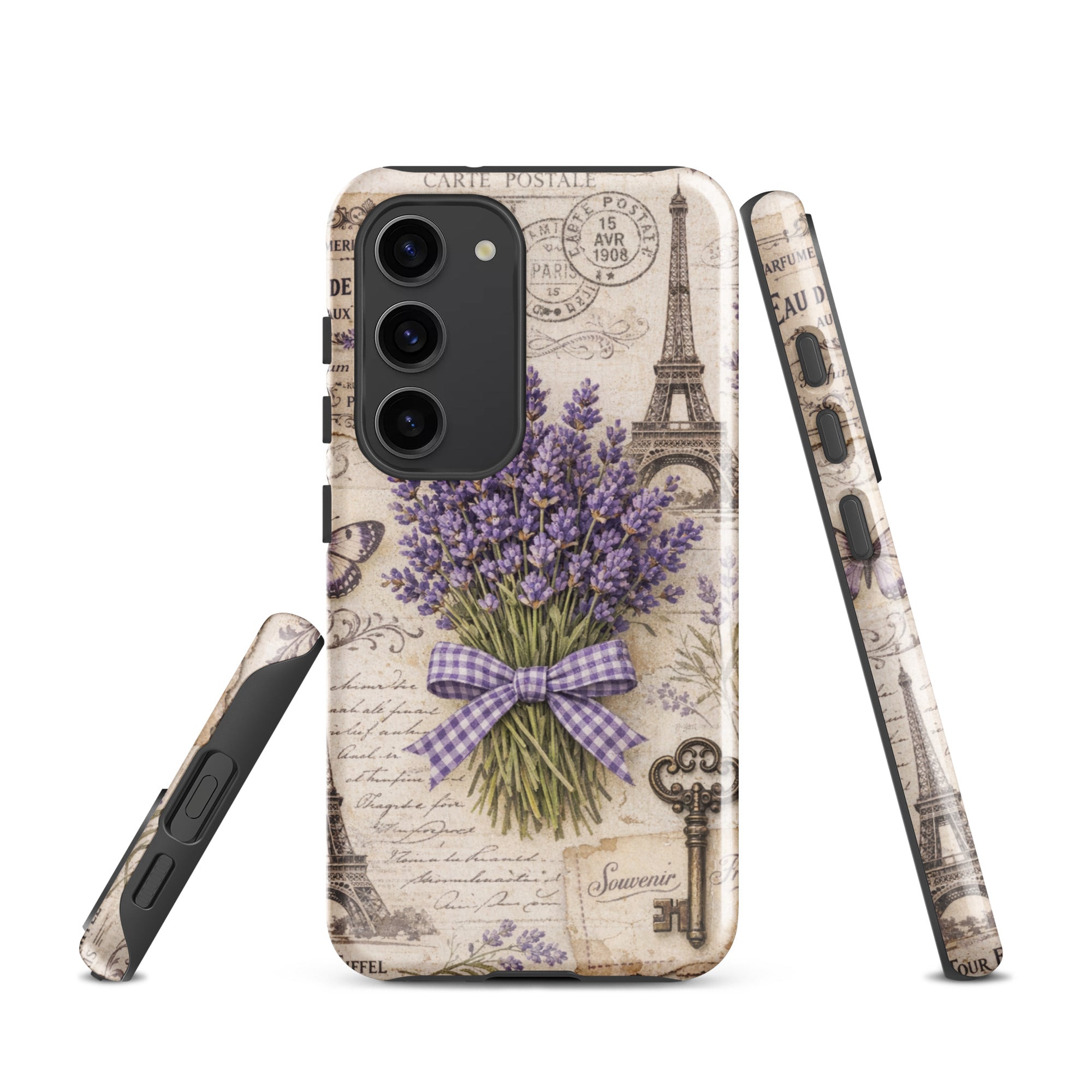 Vintage Paris Lavender Tough Case for Samsung Galaxy S23 – Dual Layer Protective Phone Case (Glossy or Matte)