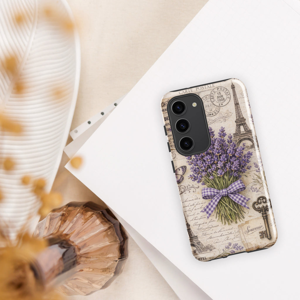 Vintage Paris Lavender Tough Case for Samsung Galaxy S23 – Dual Layer Protective Phone Case (Glossy or Matte)
