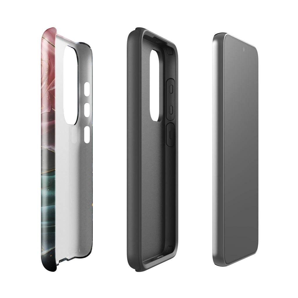 Elegant Rose Marble Tough Case for Samsung Galaxy S23 Plus – Dual Layer Protective Phone Case (Glossy or Matte)
