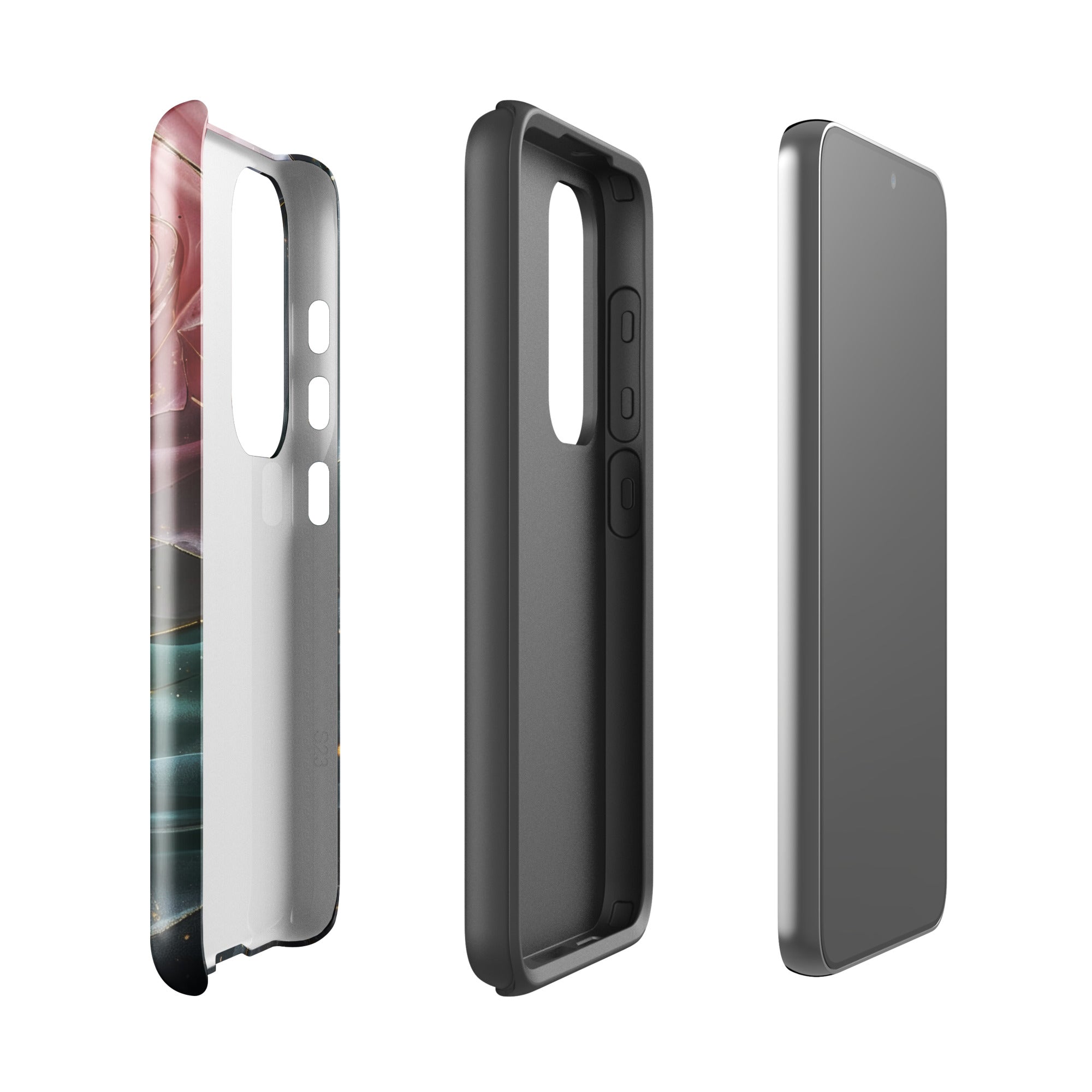 Elegant Rose Marble Tough Case for Samsung Galaxy S23 Plus – Dual Layer Protective Phone Case (Glossy or Matte)