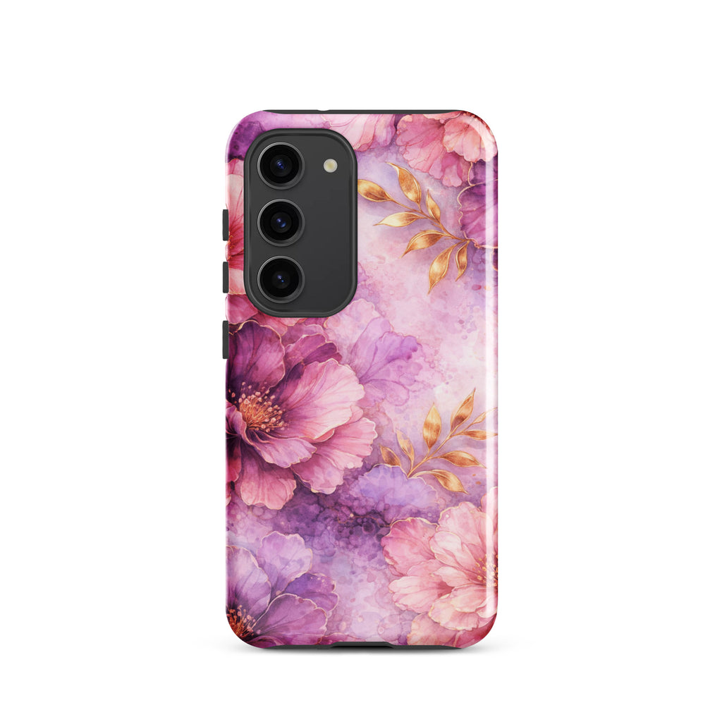 Pink Watercolor Floral Tough Case for Samsung Galaxy S23