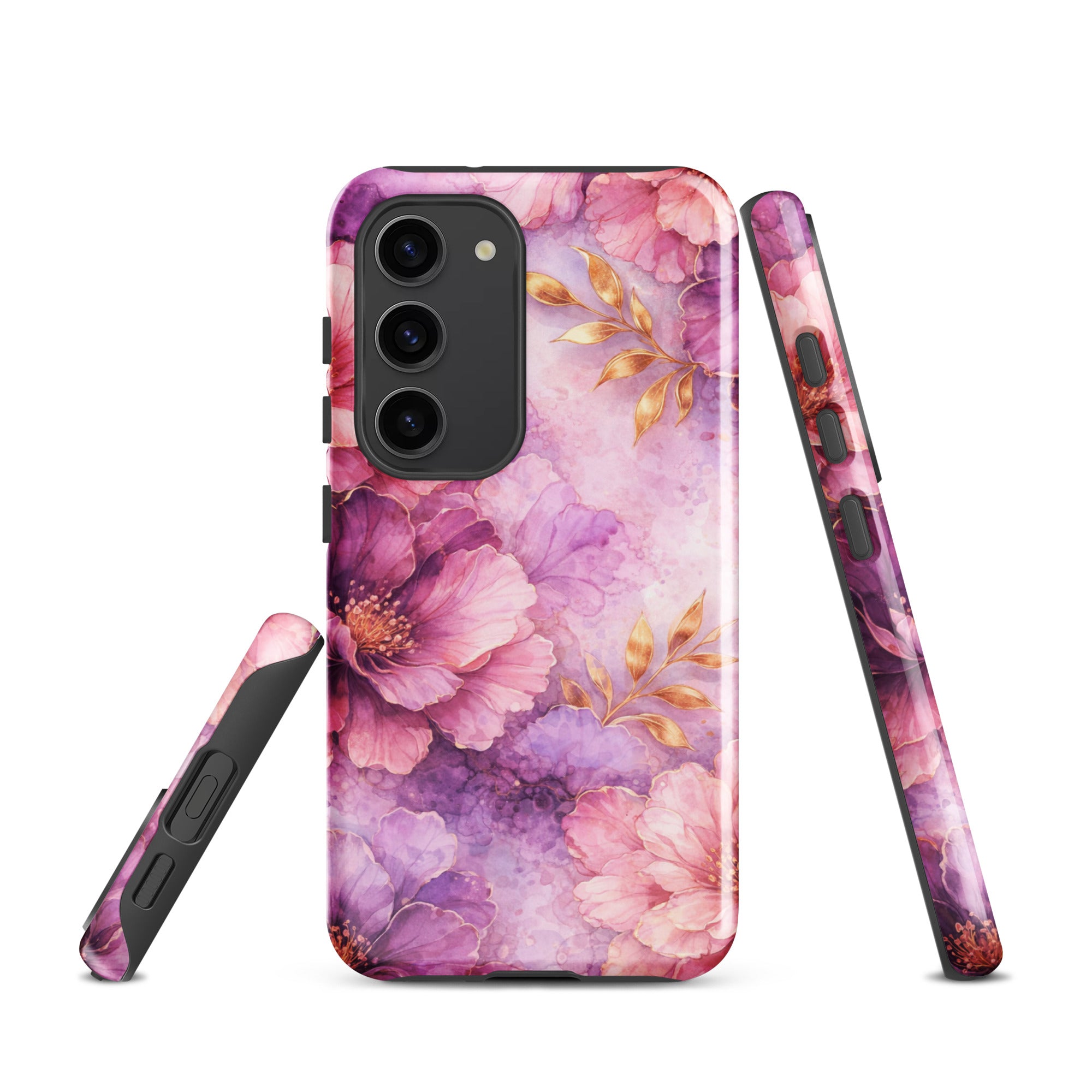 Pink Watercolor Floral Tough Case for Samsung Galaxy S23